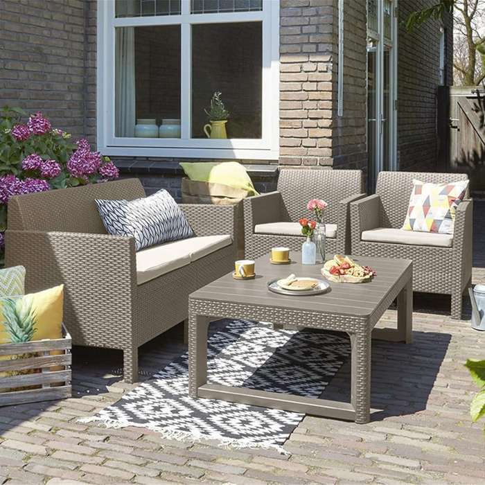 Orlando Lyon Outdoor 4 Seater Sofa Set Cappuccino (Adjustable Table Height)