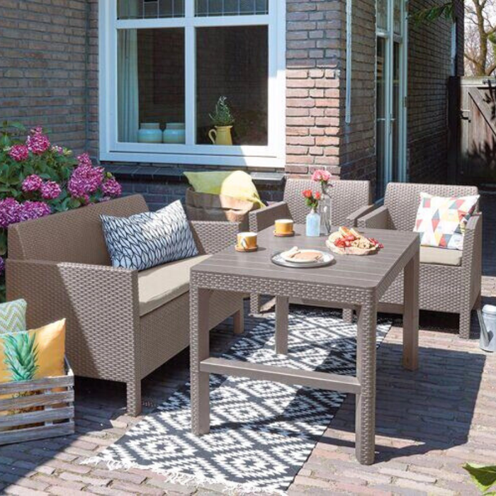 Orlando Lyon Outdoor 4 Seater Sofa Set Cappuccino (Adjustable Table Height)