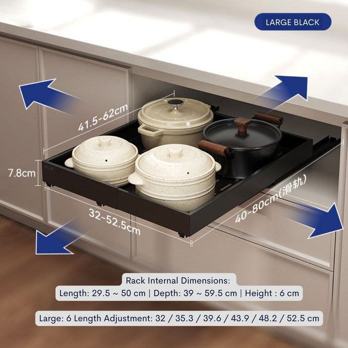 Pull It! Extendable Kitchen Cabinet Organiser Drawer Black