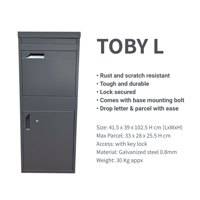 Toby L Large Parcel Delivery Drop Box CP03 Grey