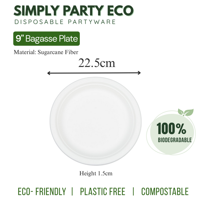 Simply Party Disposable Sugarcane Fiber Partyware 100% Biodegradable |  Eco Friendly