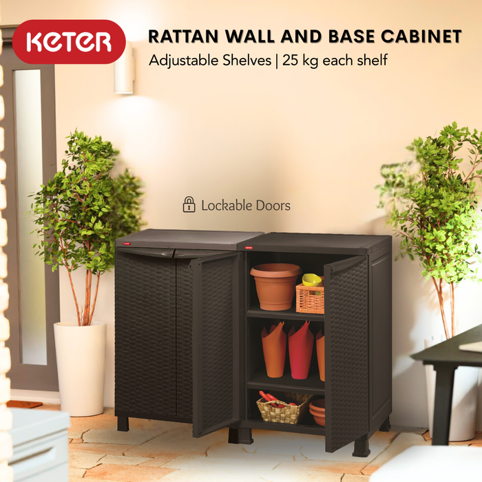 Keter Rattan Wall and Base with Legs Cabinet