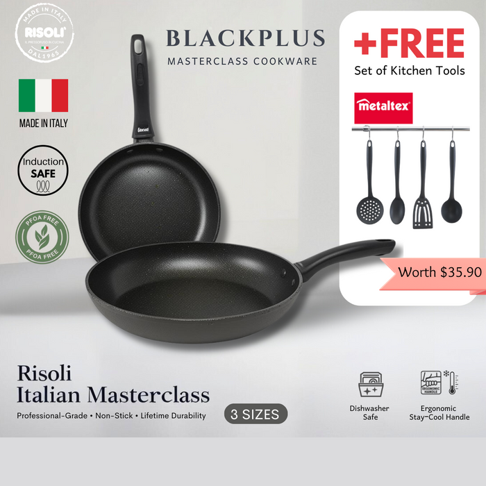 Blackplus Deep Frying Pan 18/10 Induction Steel Handle (2 Sizes)