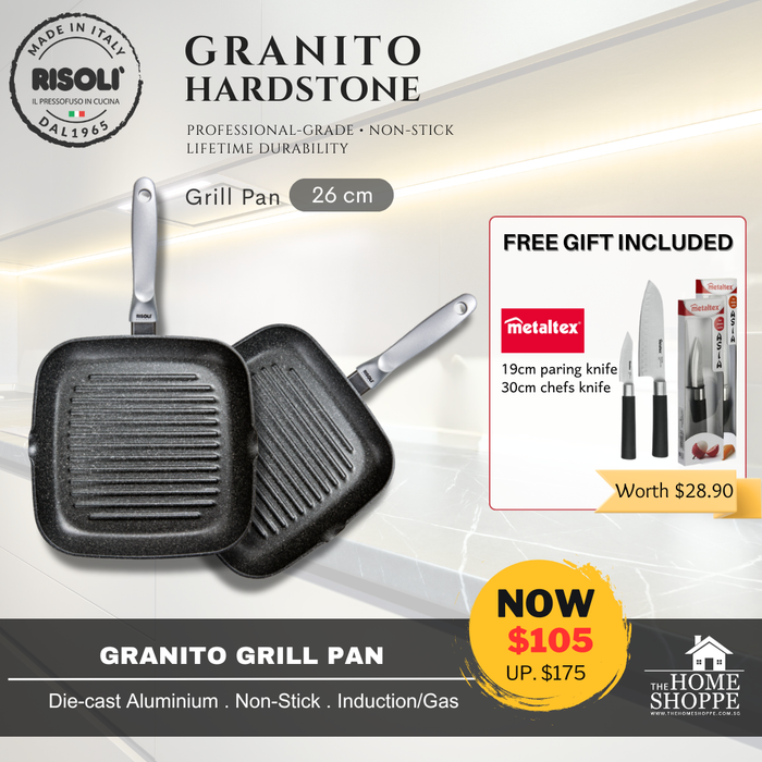 Granito Hardstone Grill Pan 26cm Premium Induction + FREE GIFT