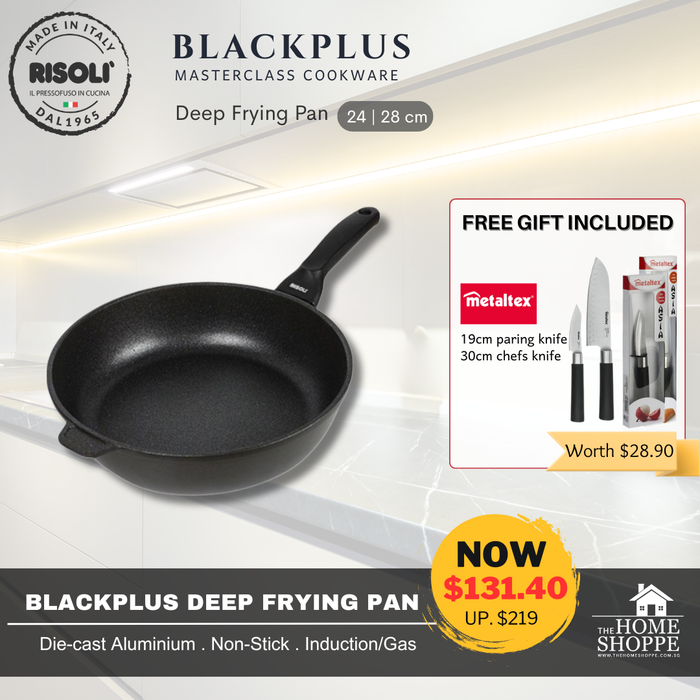 Blackplus Deep Frying Pan Induction Black Handle + FREE GIFT