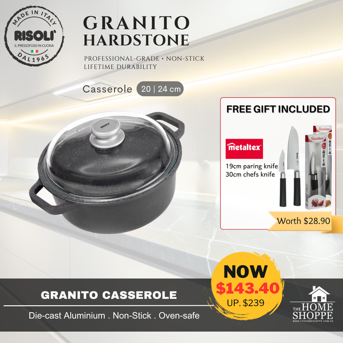 Granito Hardstone Casserole Premium Induction with Lid + FREE GIFT