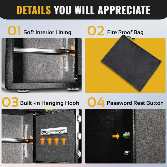 Steel Vault Safe Box H35 Combination/ Fingerprint Lock