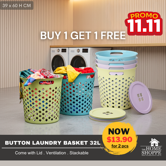 Phoenix Button Laundry Basket (Buy 1 Free 1)