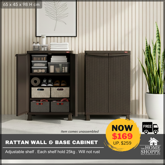 Keter Rattan Wall and Base with Legs Cabinet (Free Delivery)