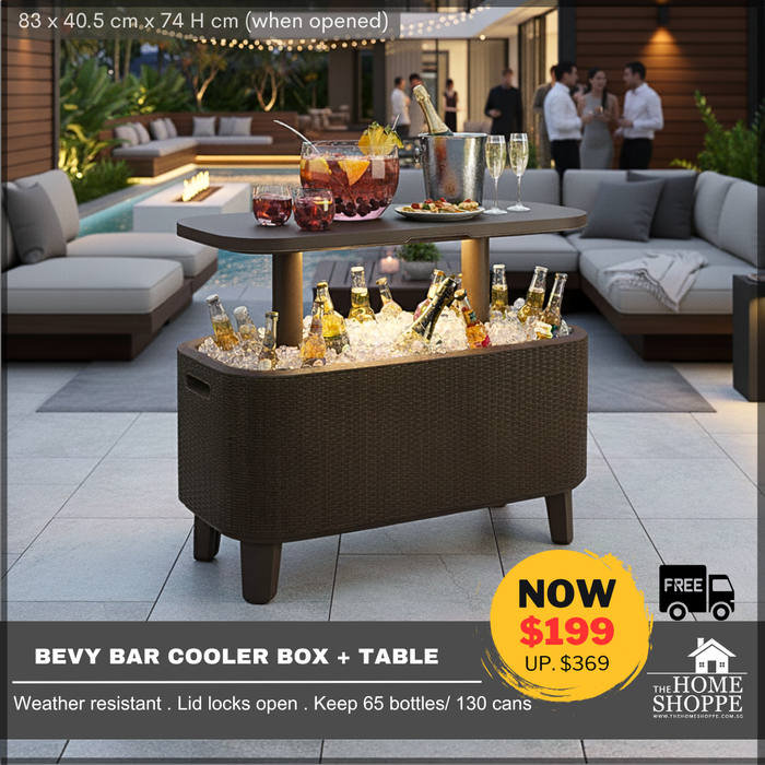 Bevy Bar Cooler Box and Side Table Brown (Free Delivery)