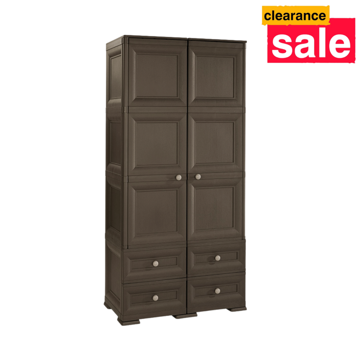 Tonterelli Tall Wardrobe with 4 Drawers Brown