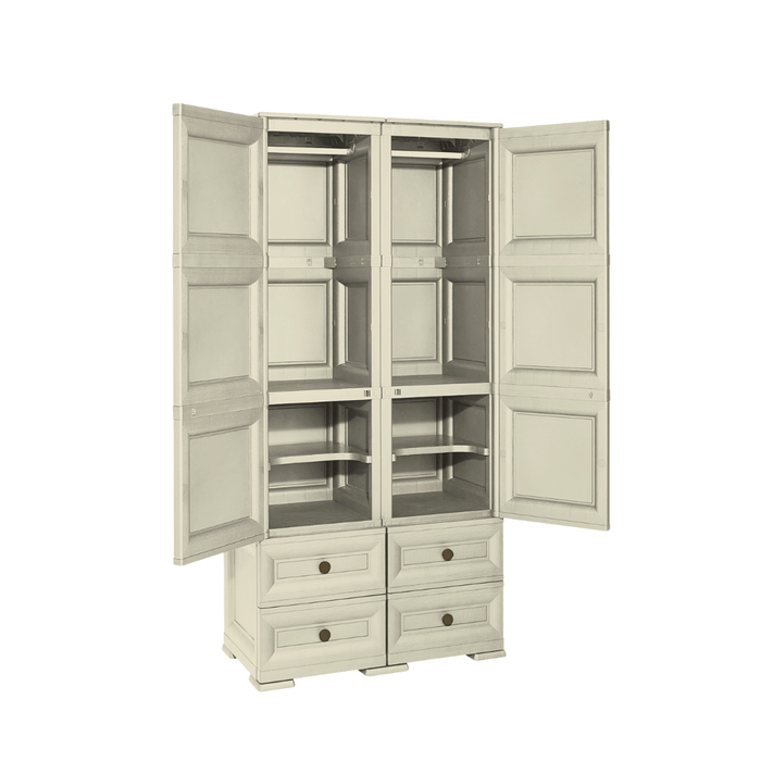 Tonterelli Tall Wardrobe with 4 Drawers Beige