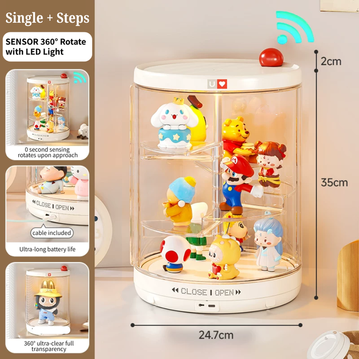 ShowCase Pro Sensor 360° Auto Rotate Figurine Display case with LED Light