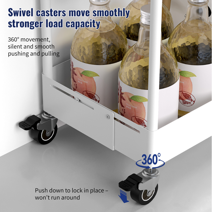 Slim Adjustable Kitchen Storage Trolley Rack