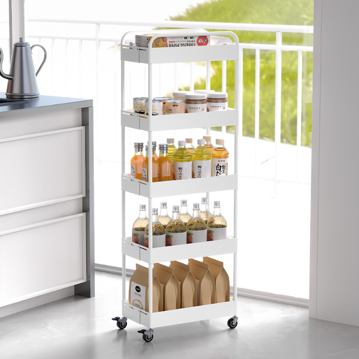 Slim Adjustable Kitchen Storage Trolley Rack