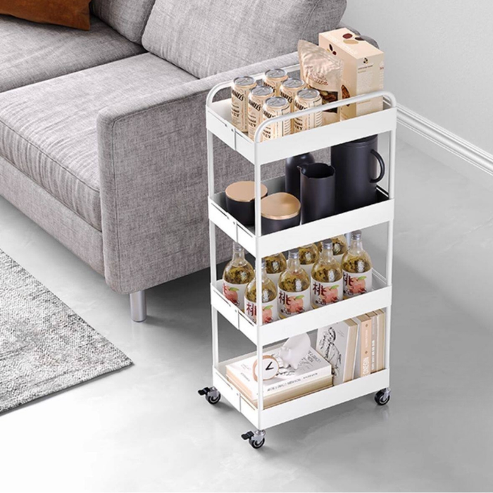 Slim Adjustable Kitchen Storage Trolley Rack