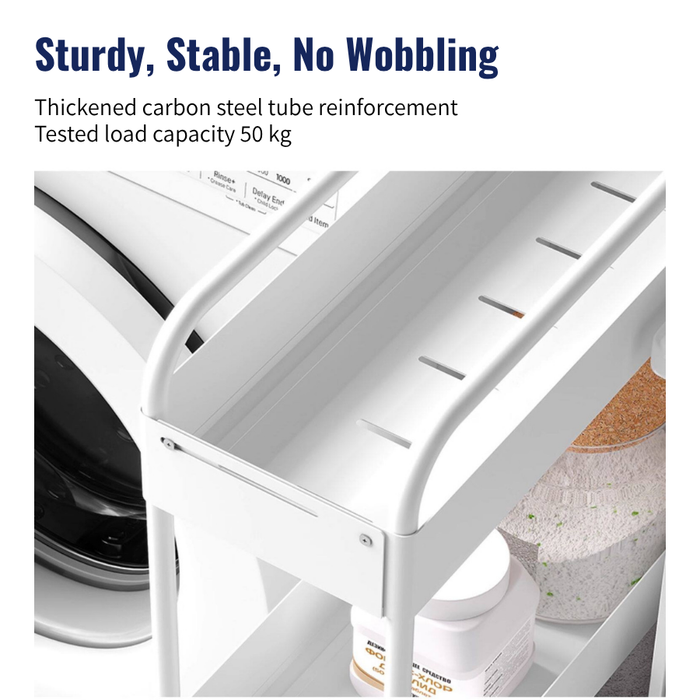 Slim Adjustable Kitchen Storage Trolley Rack