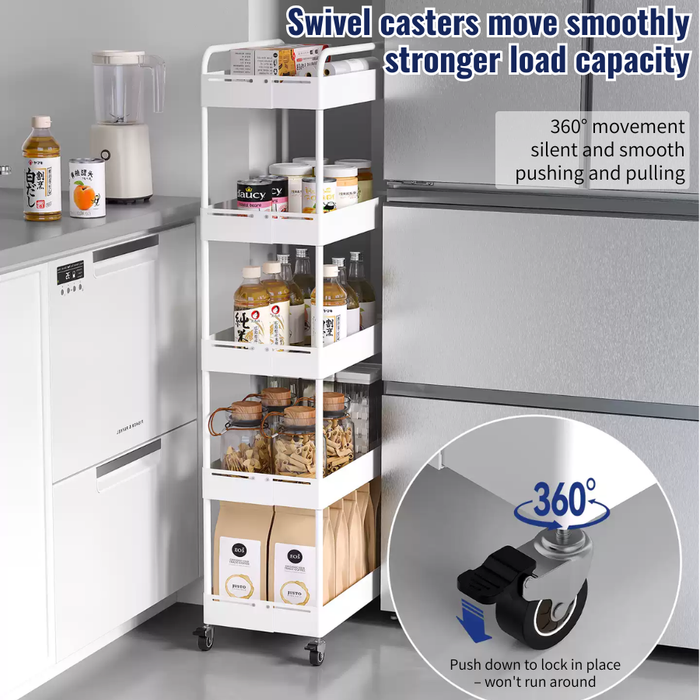 Wide Adjustable Kitchen Storage Trolley Rack