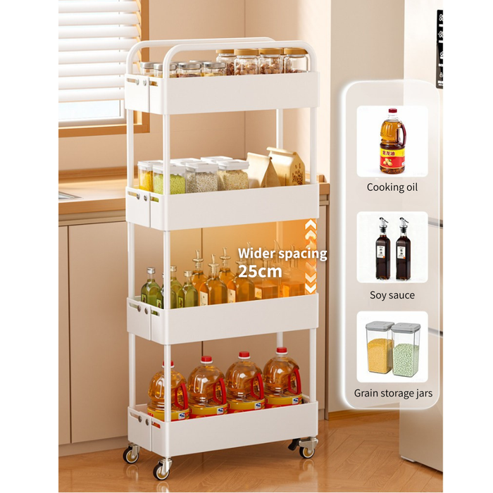Wide Adjustable Kitchen Storage Trolley Rack