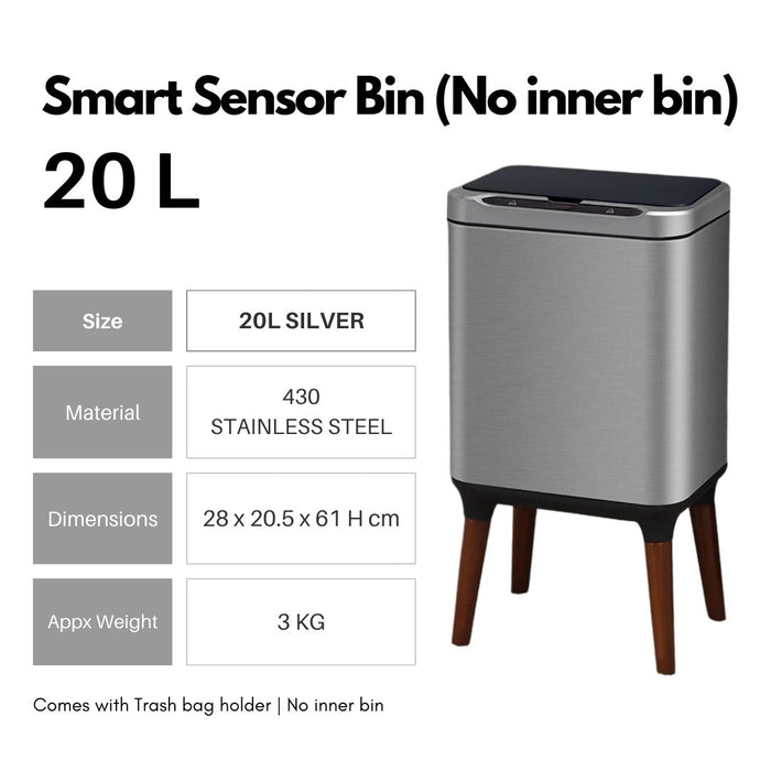 20L Smart Sensor Bin with Legs Rechargable White