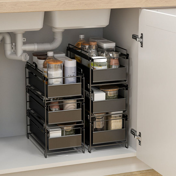 Stackable Pull Out Under Sink Drawer Multi Tier Rack L