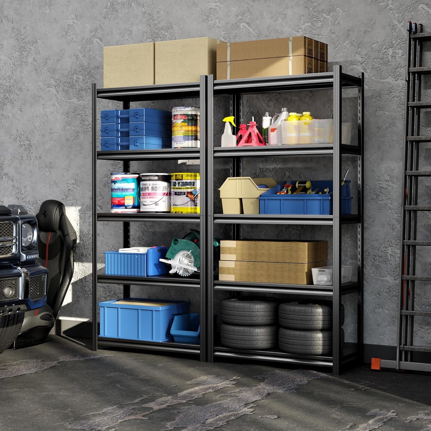 Steel Storage Rack Max SteelMax 5 Tier Shelving Store Room Boltless Storage Rack Metal Black ...