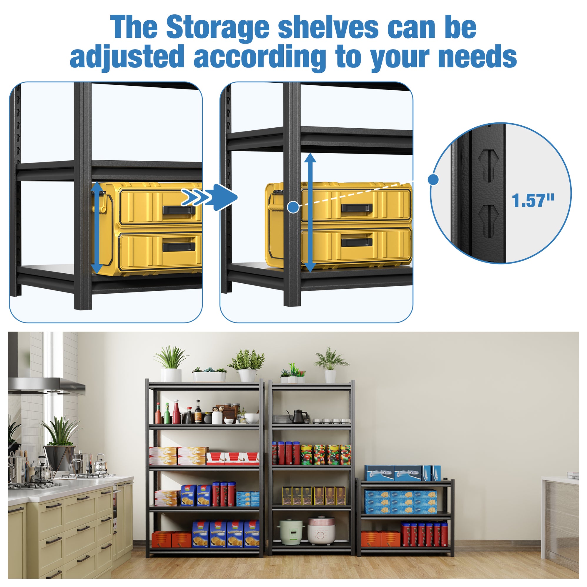 SteelMax 5 Tier Shelving Store Room Boltless Storage Rack Metal Black ...