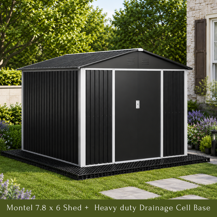 Montel 7.8 x 6 ft Steel Garden Shed Grey