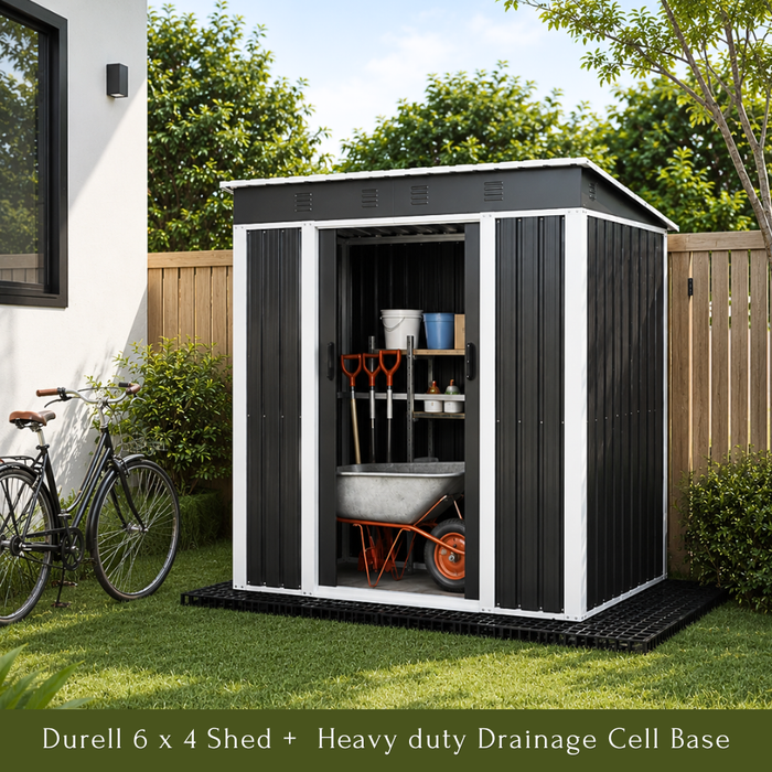 Durell 6 x 4 ft Steel Outdoor Garden Shed