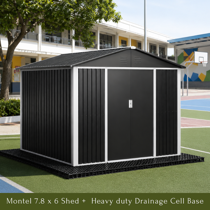 Montel 7.8 x 6 ft Steel Garden Shed Grey