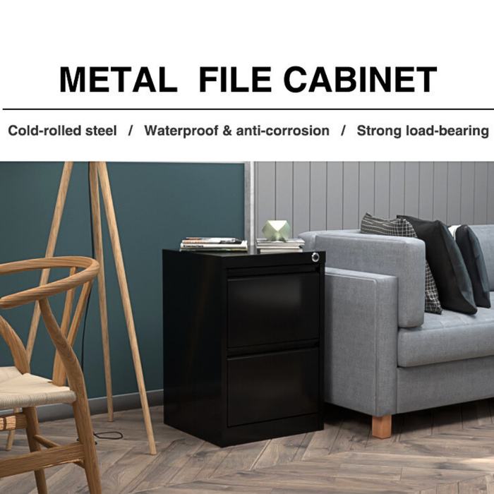 Filex 2 Drawer Office Filing Drawer Cabinet Black