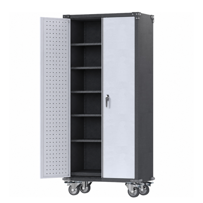 SteelMax Tall Utility Tools Storage Cabinet with wheels Grey