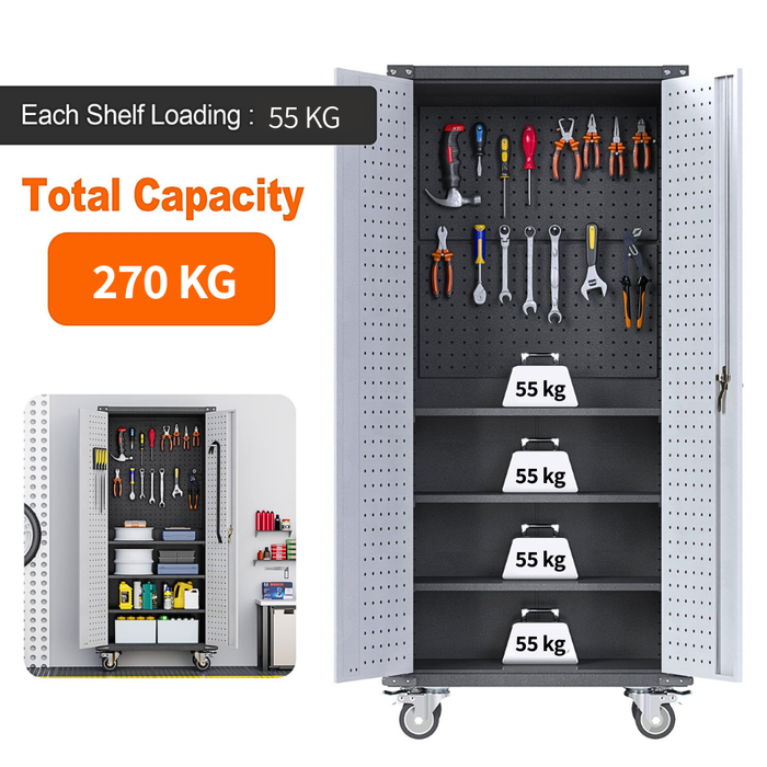 SteelMax Tall Utility Tools Storage Cabinet with DIY Tools and Wheels