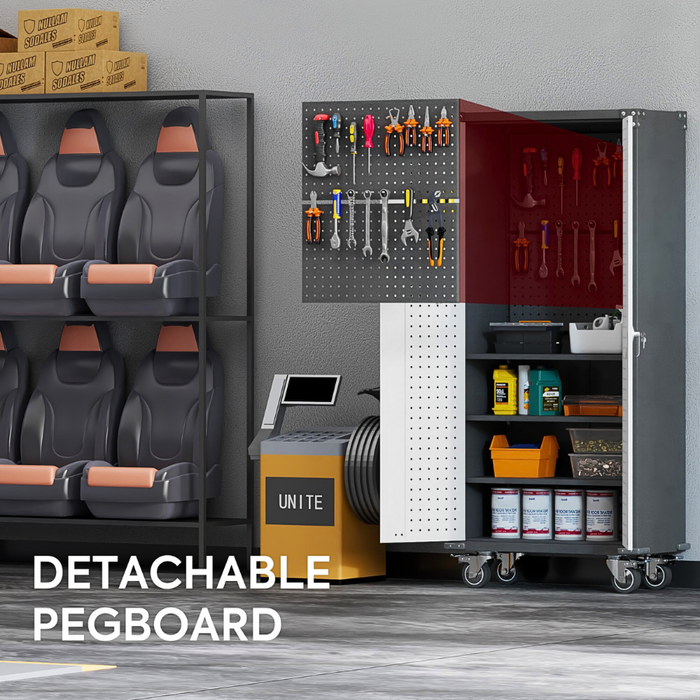 SteelMax Tall Utility Tools Storage Cabinet with DIY Tools and Wheels