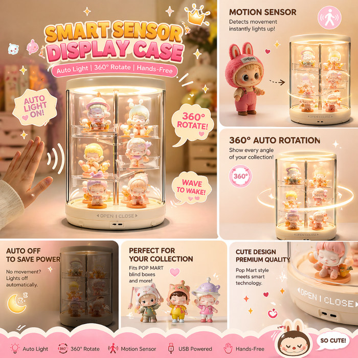 ShowCase Pro Sensor 360° Auto Rotate Figurine Display case with LED Light