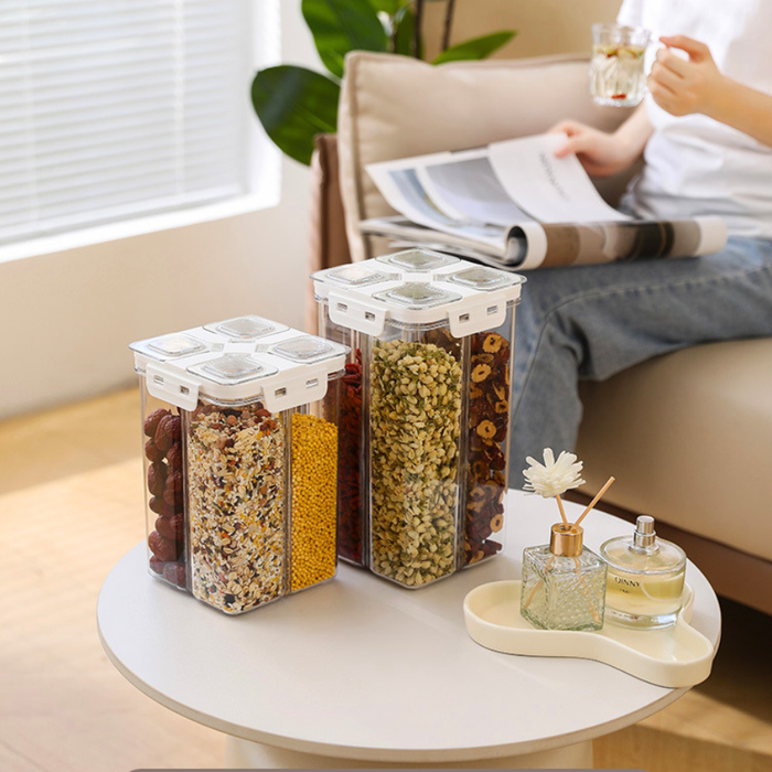 4-in-1 Multicompartment Airtight Grain beans Storage Container