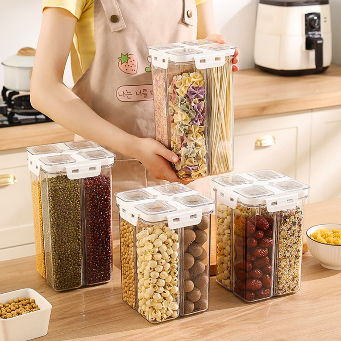4-in-1 Multicompartment Airtight Grain beans Storage Container