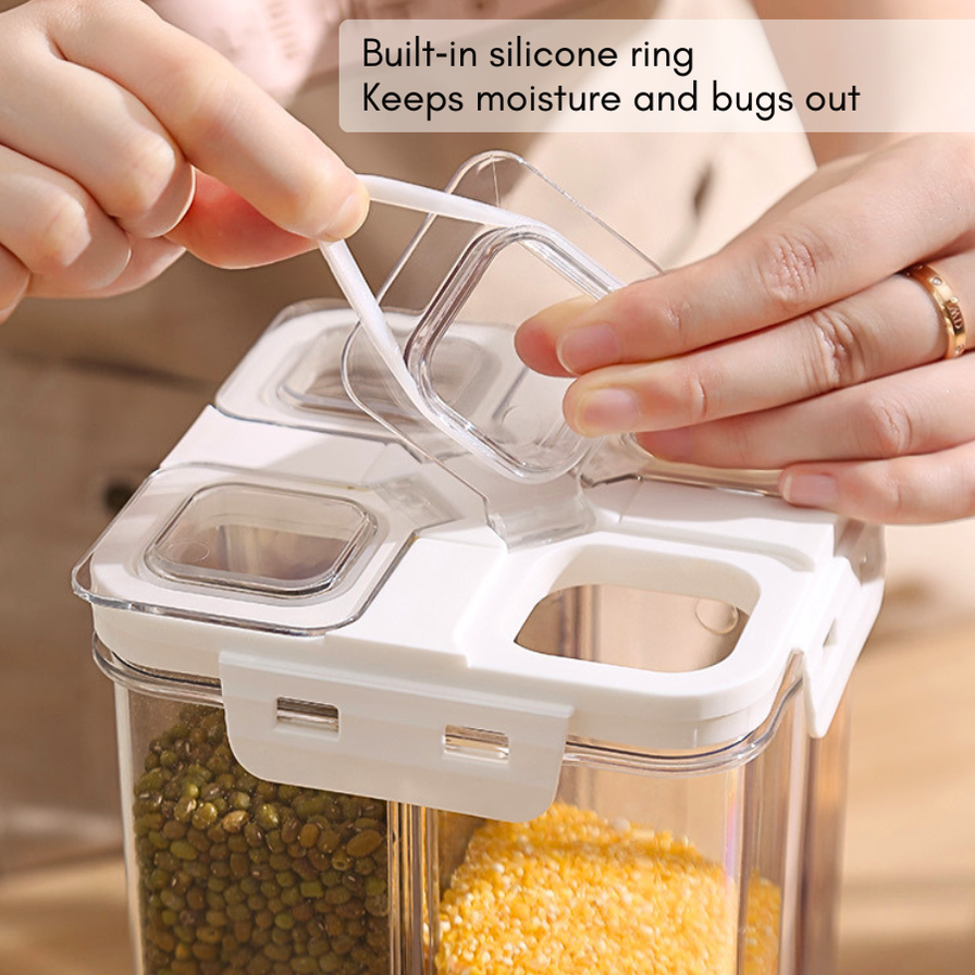4-in-1 Multicompartment Airtight Grain beans Storage Container — The ...