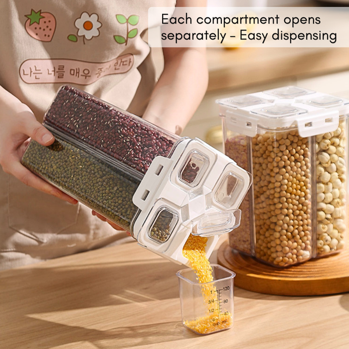 4-in-1 Multicompartment Airtight Grain beans Storage Container