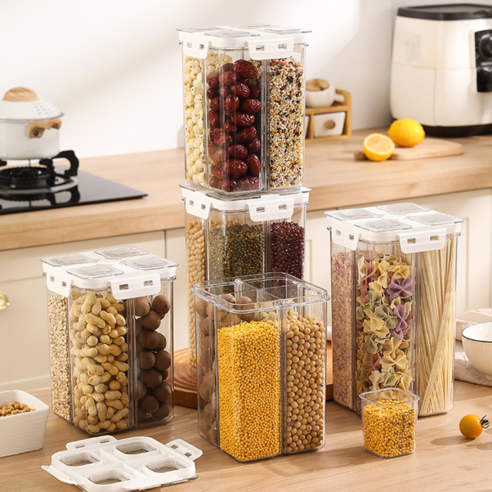 4-in-1 Multicompartment Airtight Grain beans Storage Container