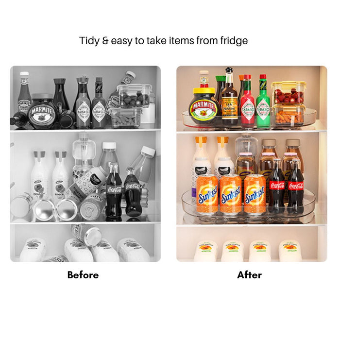 Refridgerator Rectangle Refrigerator 360 Turntable Storage Organizer Tray Rectangle Clear — The ...