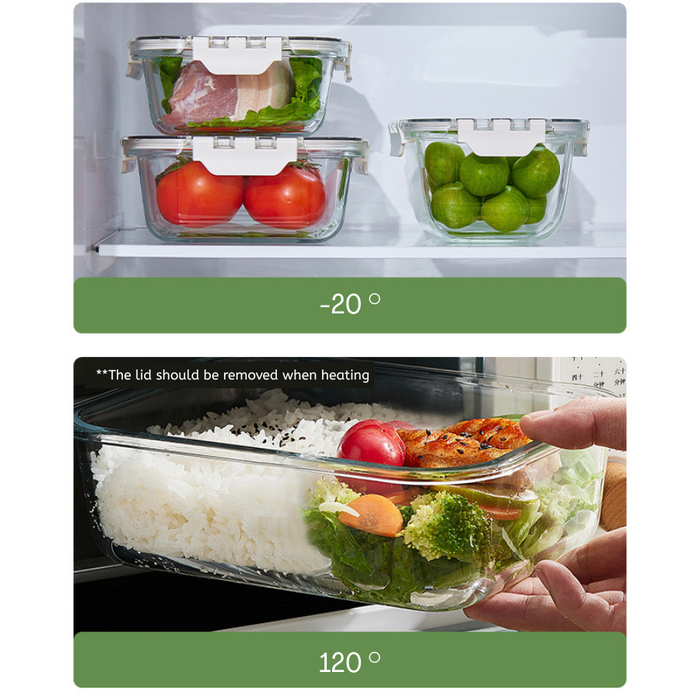 Glass Lock Rectangle Glass Food Container