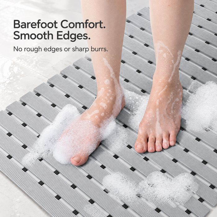 Non Slip Bathroom Floor Mat Beige (Raised-Ridged rubber backing)