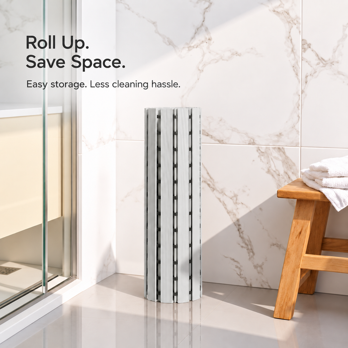 Non Slip Bathroom Floor Mat Beige (Raised-Ridged rubber backing)