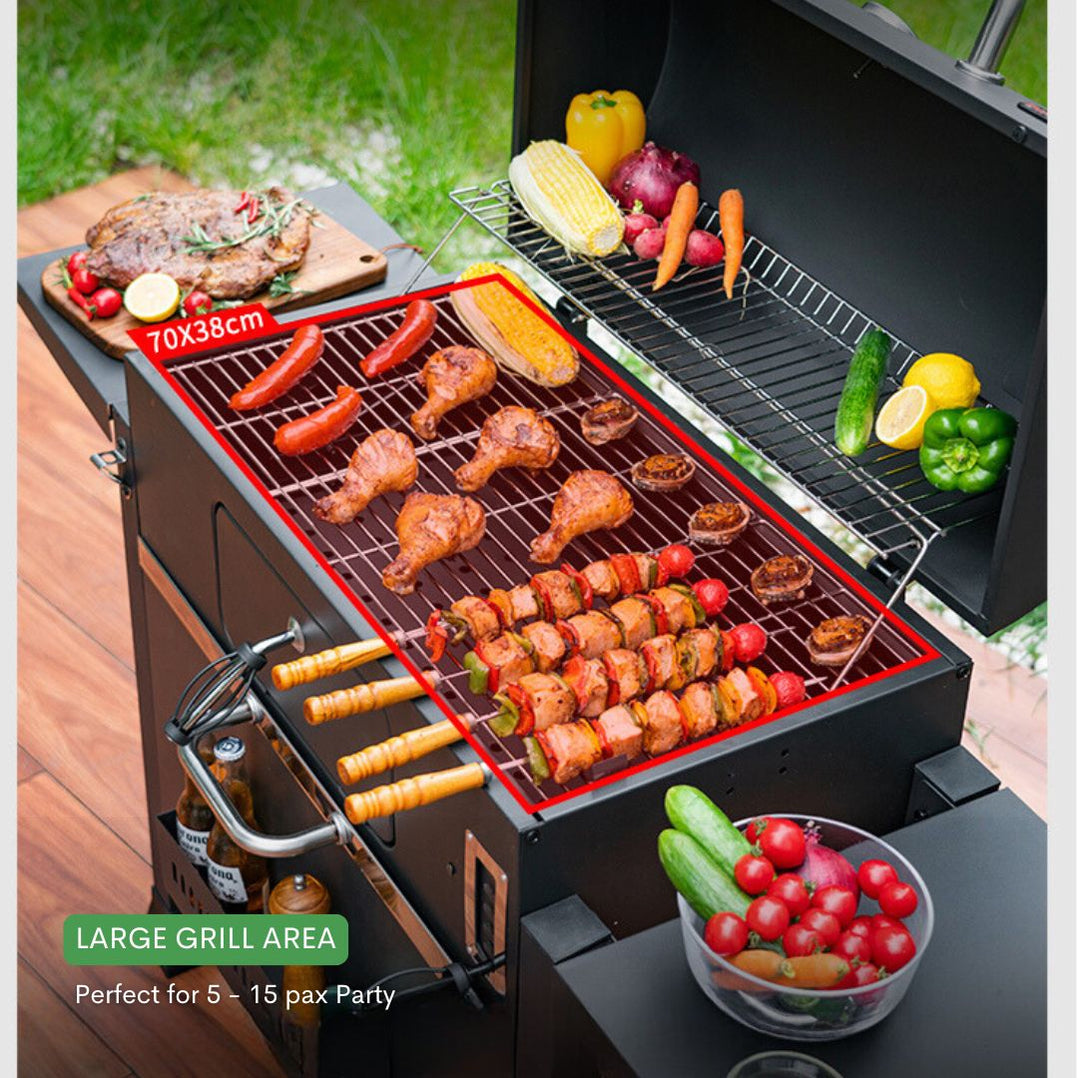 Duke Plus Outdoor Large Charcoal BBQ Grill with Chimmey 28
