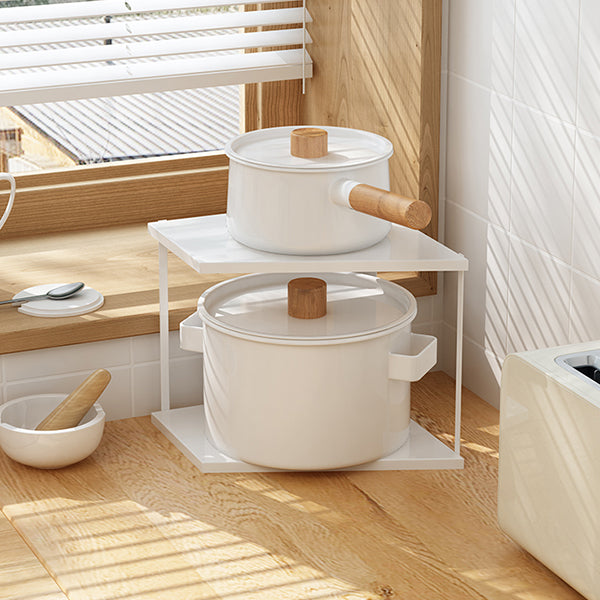 Kitchen Counter Top Turn Corner Rack 2 Tier Pot Pans Rack Under Sink ...