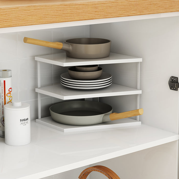 Table Coner Rack Kitchen Counter Top Turn Corner Rack 3 Tier Pot Pans Rack Under Sink ...