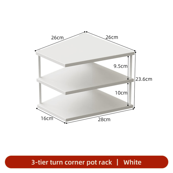 Turn Corner Rack 3 Tier Pot Pans Rack White