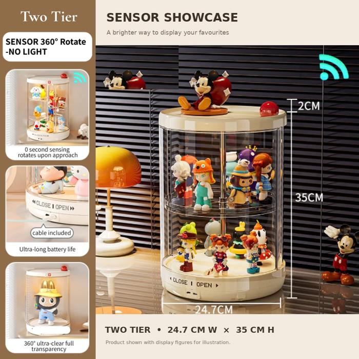 ShowCase Pro Sensor 360° Auto Rotate Figurine Display case with LED Light
