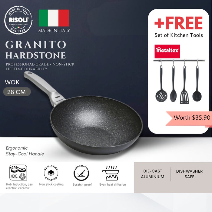 Granito Hardstone Wok 28cm Premium Induction + FREE Kitchen Tools set
